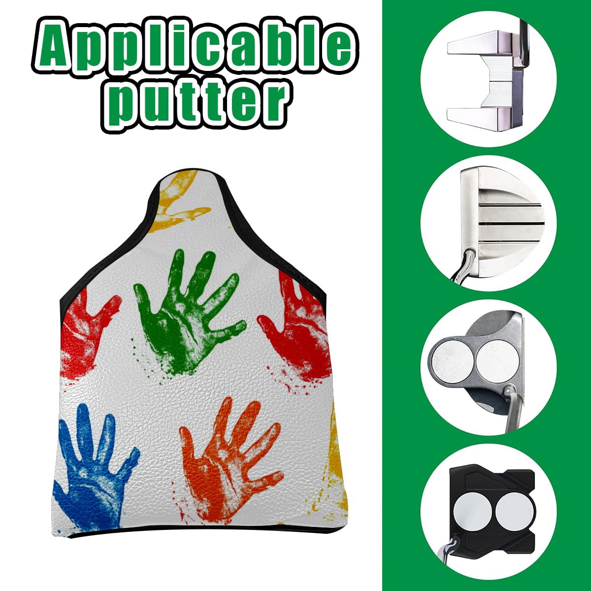 Golf Mallet Putter Cover Premium Leather Waterproof Golf Putter Head Cover with Magnetic Closure Palm Print