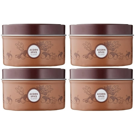MRS MEYER'S 2.9 OZ Acorn Spice Scented Soy Aromatherapy Tin Candle (4-Pack)