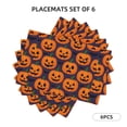 thumbnail image 2 of Linen Placemat With 18×12in Double Stitching Is Effectively Insulated And Foldable For Family Hotel Picnic Trips Jack-O'-Lantern Halloween Pattern Six Piece, 2 of 8