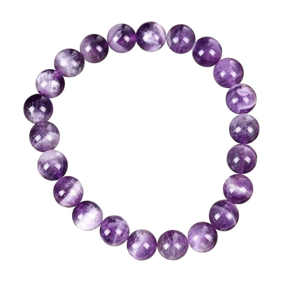 Hearth & Gear Natural Amethyst Stone Beaded Bracelet，Purple Gemstone Stretch Bracelet，Bracelet Jewelry Men And Women Present， Fashion Amethyst Bracelet Swimming Watch Divers Watch Pearl Necklace Set &
