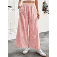 thumbnail image 5 of SHEWIN Women's Wide Leg Palazzo Pants Casual Elastic High Waisted Cotton Gingham Plaid Culottes Trousers with Pockets, 5 of 8