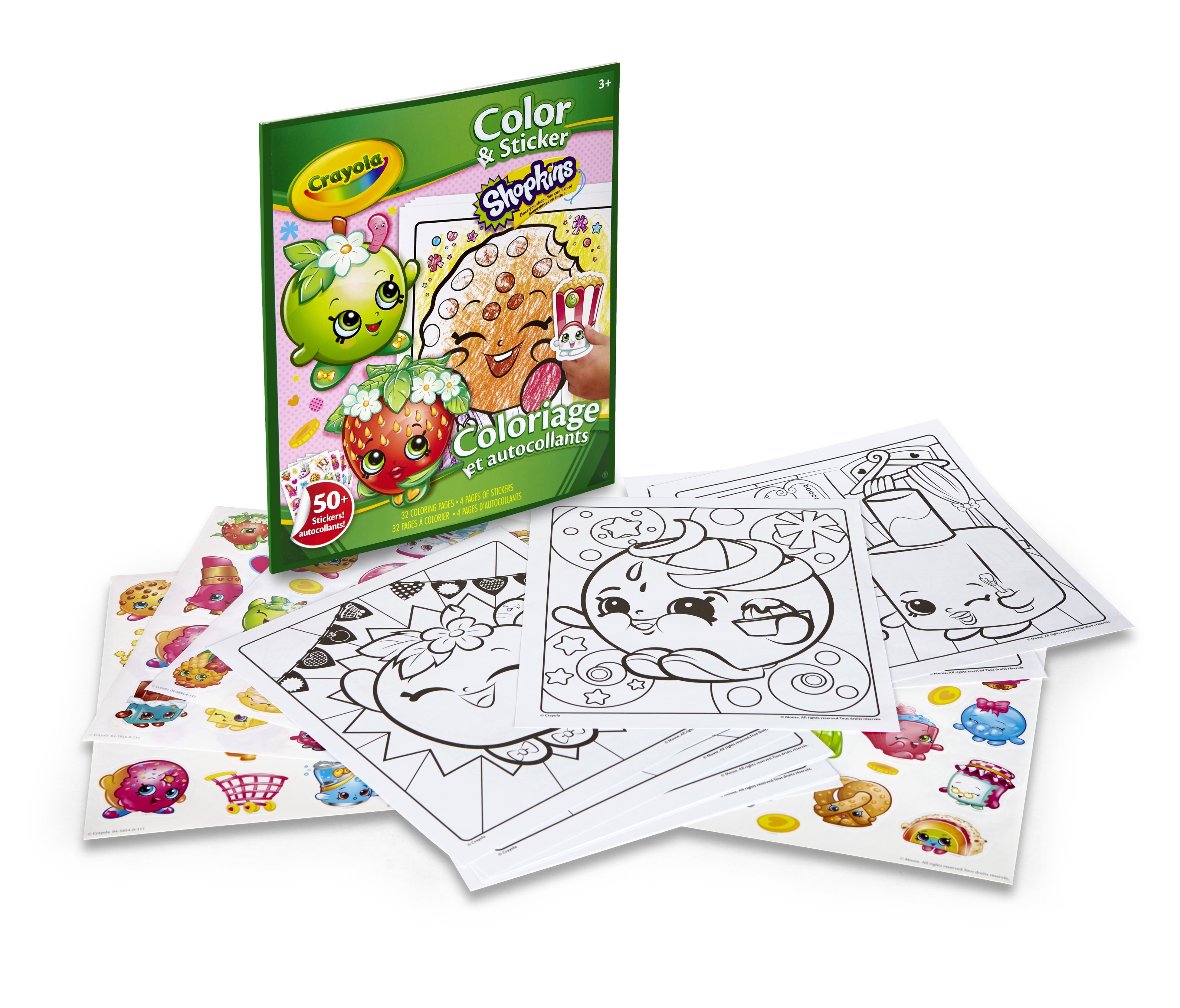 Crayola Shopkins 32 Page Colour & Sticker Book Pack 32 Pages and 50 Stickers