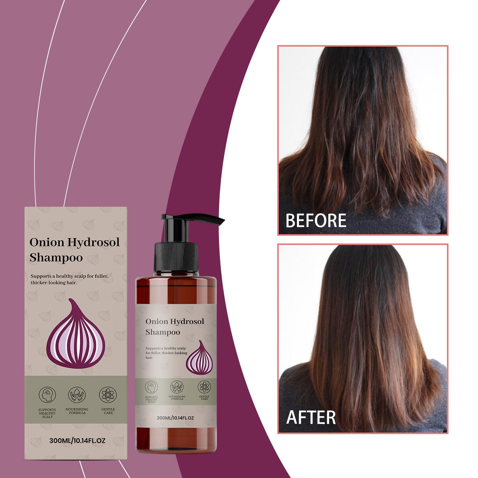 PiGOGI Onion Hydrosol Shampoo for Thinning Hair Supports Scalp Fuller Thicker 300ml