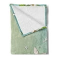 thumbnail image 2 of Spring Soft Flannel Fleece Throw Blanket, Nature with Flower and Butterflies, Cozy Plush for Indoor and Outdoor Use, 60" x 80", Lime Green Pale Blue, by Ambesonne, 2 of 5