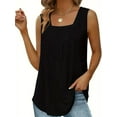 thumbnail image 4 of ZOELNIC 2-Pack Women's Summer Tank Tops 2025 Pleated Square Neck Solid Loose Fit Casual Sleeveless Flowy Tunic Shirts, S, 4 of 5