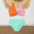 thumbnail image 3 of Summer Clearance!KkSLirnhs 11Y Swimsuit Girls 14-16 One Piece Children's Swimsuits Small Fresh Split Girls Middle and Small Children Bikini Swimsuit 8-11 Years Blue, 3 of 6