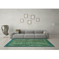 thumbnail image 3 of Ahgly Company Indoor Round Abstract Turquoise Blue Modern Area Rugs, 5' Round, 3 of 4