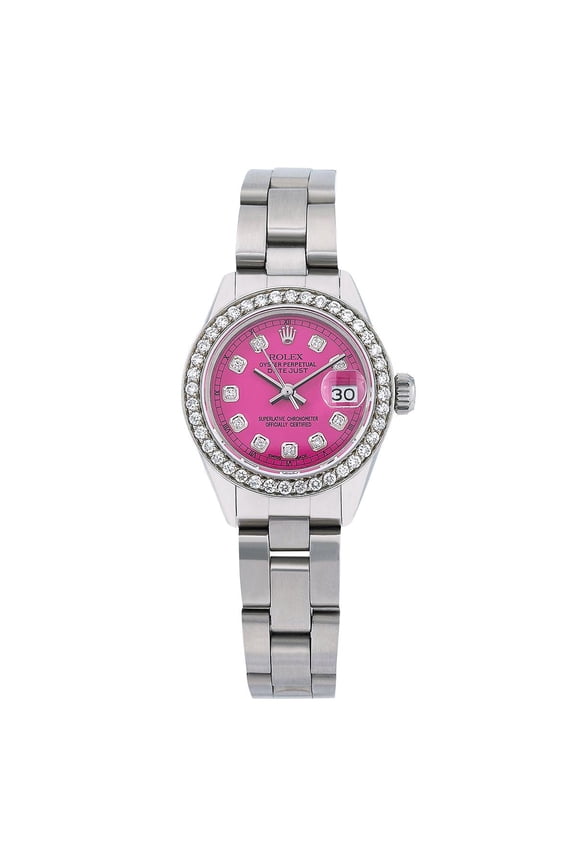 Pre-Owned Rolex Oyster Perpetual Ladies Diamond Watch, DateJust 6924 26mm, Pink Diamond Dial With Stainless Steel Bracelet