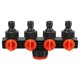 thumbnail image 1 of Divisor de manguera de 4 vías, distribuidor de grifos de agua de 3/4 ", conector de agua de riego por goteo de plástico, conector de manguera de jardín kaili Sencillez, 1 of 5