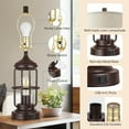 thumbnail image 4 of Farmhouse Rustic Table Lamps Set of 2 with USB Ports & Touch Control Dimmable LED Lights, Nightstand Lamps with Night Lights for Bedroom & Living Room (2700K Bulbs Included), 4 of 6