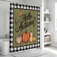 thumbnail image 6 of Fall Pumpkins Maple Shower Curtain, Waterproof Shower Curtains for Bathroom, Thanksgiving Autumn Farmhouse Check Washable Fabric Bathtub Curtain Set Bath Decor with 12 Hooks 72"x78", 6 of 8