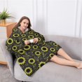 thumbnail image 5 of Oversized Wearable Blanket Hoodie,Black Sunflower Leaf Pattern Sherpa Blanket Hoodie with Super Pockets,Super Warm Fuzzy Pullover for Women & Men, 5 of 6