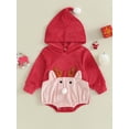 thumbnail image 2 of Wassery Infant Baby Boys Girls Christmas Outfits Newborn Fall Velvet Jumpsuit Deer Print Long Sleeve Hood Romper Christmas Festival Clothes 0-24M, 2 of 9