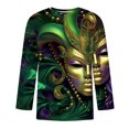 thumbnail image 4 of Xixinqiwan Men Tops Mardi Gras Mask Beads Shirts,Mask Graphic Print Casual Seven Sleeves T Shirt Tops Carnival Party Costume, 4 of 6