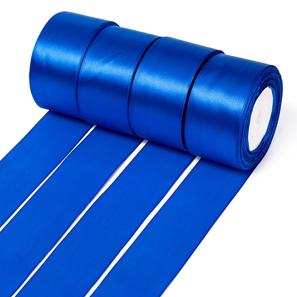Single Face Satin Ribbon Polyester Ribbon Blue 2 inch(50mm) 25yards/roll(22.86m/roll) 100yards/group(91.44m/group) 4rolls/group
