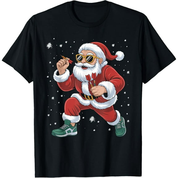 Funny Christmas Dart Player & Santa Xmas Darts T-Shirt