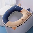 thumbnail image 1 of Funda de asiento de inodoro suave y gruesa para baño, con asa y cremallera, de tela lavable, ajuste universal (azul), 1 of 5