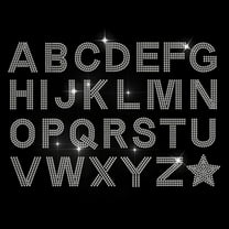 Glitter Alphabet Rhinestone Iron on Hotfix Rhinestone 26 Letters Transfer Applique Little Star Heat Transfer Decal Bling Patch Clothing Repair Applique for T-Shirts Bag Shoes Hat DIY Decor