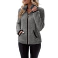 thumbnail image 4 of FAHUOMU Womens Zip Up Coat Soft Cozy Fleece Long Sleeve Stand Collar Jacket Oversized Short Clothes With Pockets, 4 of 6