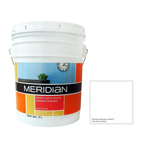 Pintura Meridian Estandar 1 Año Color Blanco Mate 19 Litros