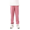 thumbnail image 2 of ZHOGXU Big Girls Boys Sports Pants Elastic Waist Solid Color Ankle Tied Comfortable Breathable Soft Trousers For Everyday Wear Hot Pink 7-8 Years, 2 of 4