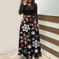 thumbnail image 2 of Ecqkame Women Christmas Printed Maxi DressWomen's Plus Size Christmas Print Sleeve Round-neck Ankle-Length Dress Green XXL, 2 of 6