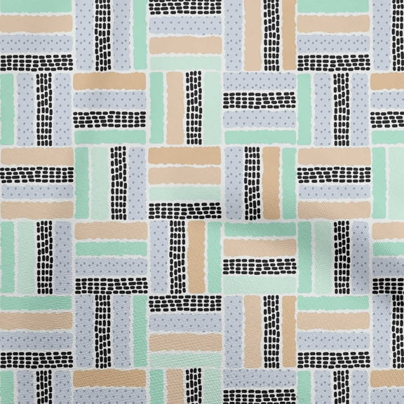 oneOone Polyester Spandex Sea Green Fabric Geometrical Dot Print Diy Clothing Quilting Fabric Print Fabric By Yard 56 Inch Wide