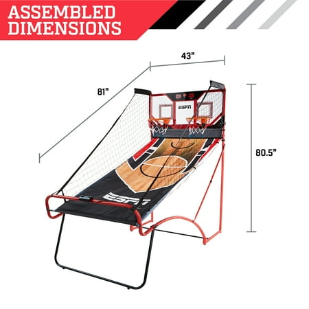 ESPN - EZ-Fold 2-Player Arcade Basketball Game (Poly Backboard & Premium Scorer) Easy to Assemble