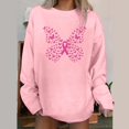 thumbnail image 4 of Luxalzxs Crewneck Sweatshirt Women Pink Ribbon Breast Cancer Awareness Sweatshirt Fall Winter Casual Long Sleeve Butterfly Print Inspirational Pullover Tops, 4 of 5