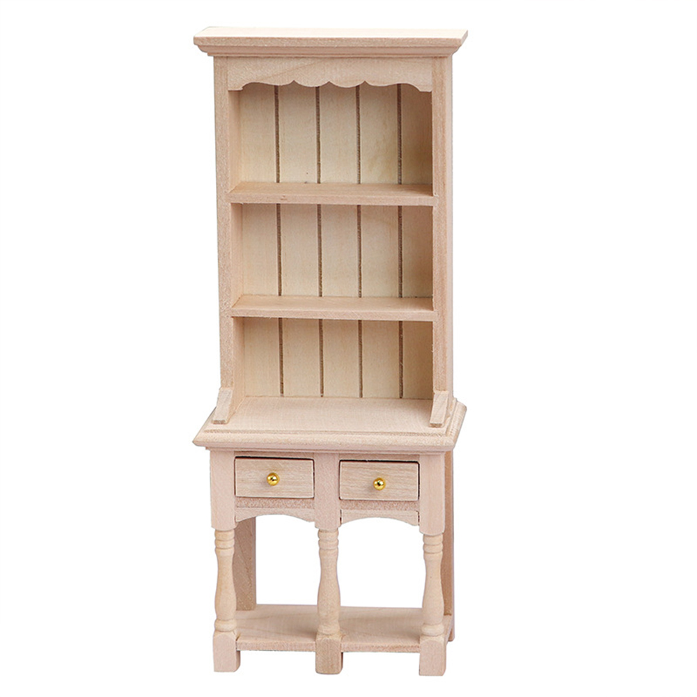 Wooden 1:12 Doll House Mini Furniture Model Diy Vertical Bookcase
