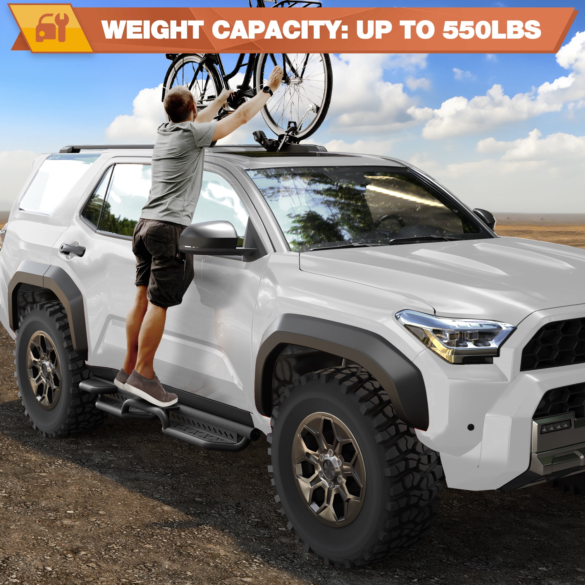 POFENZE Running Boards for Toyota 4Runner Crew Cab 2010-2024 Side Steps for Truck Black Nerf Bar
