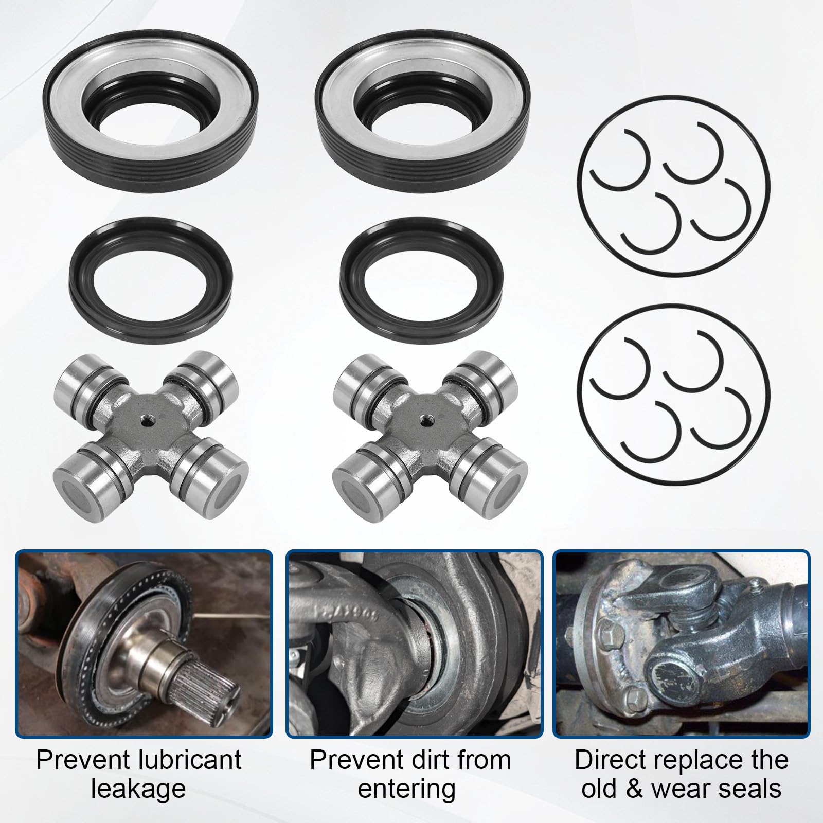 Front Axle Seal & U Joint Kit Compatible with Ford F250 F350 F450 F550 Super Duty Excursion with Dana 50/60 1998-2005 Replace# 2002692 50381 50491 SPL55-4X 41784-2
