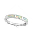 thumbnail image 4 of CHOOSE YOUR COLOR White Simulated Opal Stackable Wedding Ring .925 Sterling Silver Band CZ Female Size 4, 4 of 4