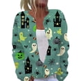 thumbnail image 2 of Halloween Cardigan Sweaters for Women Novelty Cartoon Ghost Womens Sweaters Cardigan Button Knit Cropped Long Sleeve Fall Winter Trendy Plus Size Cardigan Sweaters Green L, 2 of 6