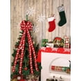 thumbnail image 3 of LaRibbons 13" Decorative Christmas Tree Topper Bow (2.5" Wired Ribbon) | "Puff Print Candy" Red Flocked, 3 of 6