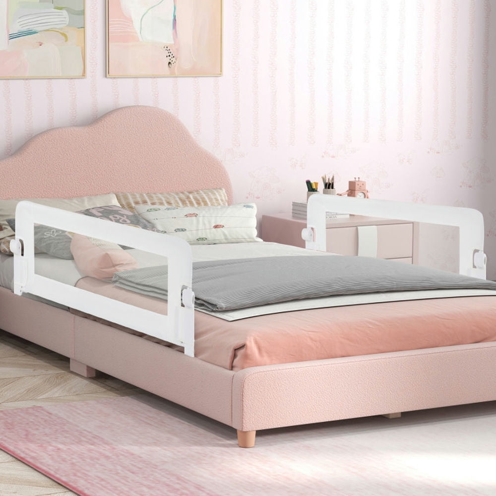 Spaco Foldable Bed Rail Swing Down Baby Bed Guard Rail-White, Baby Bassinet, Easy to Fold and Carry Travel Bassinet