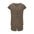 thumbnail image 3 of yievot Women's Pajamas Set Summer Loungewear Ribbed Knit Top and Shorts 2 Piece Sleepwear Lounge Sets, 3 of 6