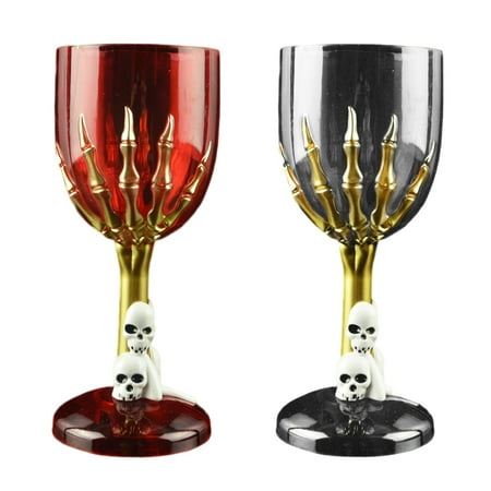 

NUOLUX 2pcs Halloween Plastic Goblet Skull Claw Decor Plastic Goblet Prop for Bar KTV Store (Non-Luminance Pattern Random Color)