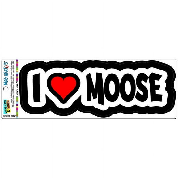 I Love Heart Moose Automotive Car Refrigerator Locker Vinyl Magnet