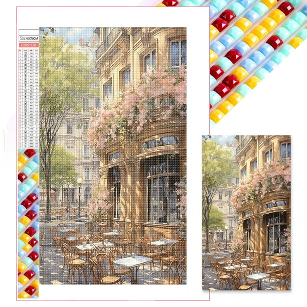(ZQA1245) Lleno Diamantes Escena Una Calle Francesa Serie Paisajes Cuadrado Resina Diamante 40*70 CM Tamaño Lienzo 45*75 Cm (2)