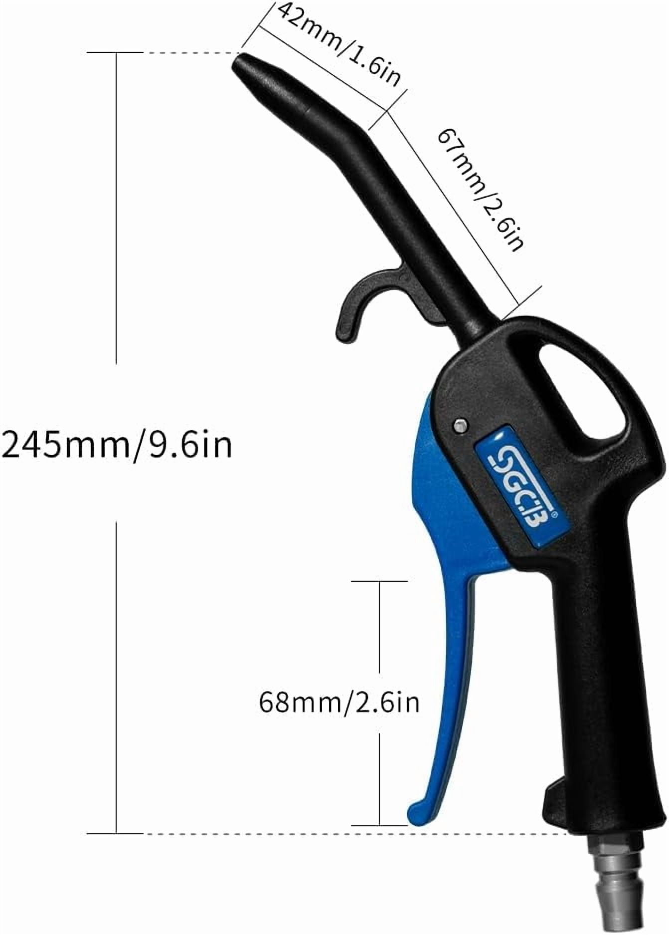 MKEUDQ-1/4" NPT Angled Quiet Blow Gun Compressed Air Tool, 4.2-in Long Reach & Scratch-Free ABS Nozzle for Engine Bay & Interior Cleaning