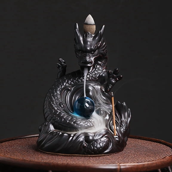 Dragon Incense Burner Ceramic Dragon Backflow Censer Incense Stick Holder Waterfall Burner for Tea Room Cafes Hotel Home Decoration