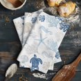 thumbnail image 6 of Navy Blue Coastal Kitchen Towels Set of 2, Water Absorbent Dish Towel, Nautical Summer Beach Coral Sea Turtle Decorative Hand Towels - Quick Drying Cloth for Cooking Baking, 18x28 Inch, 6 of 8