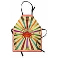thumbnail image 1 of Circus Apron, Colorful Retro Circus Invitation or Advertisement for Audience with Tent Silhouette, Unisex Kitchen Bib with Adjustable Neck for Cooking Gardening, Adult Size, Multicolor, by Ambesonne, 1 of 4