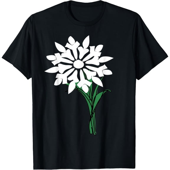 Exquisite and comfortable-Big White Snowflake Flower T-Shirt