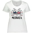thumbnail image 3 of Inktastic 4th of July Meowica Cat in Flag Sunglasses Women's Plus Size T-Shirt, 3 of 5