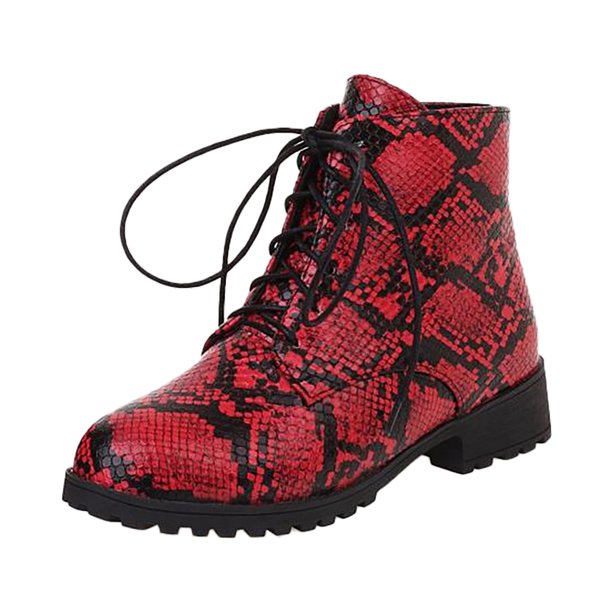 NECHOLOGY Botas Mujer Adulto Femenino Zapatos Botines de mujer Botines de moda con estampado de impermeables de PU de tacón bajo para mujer de otoño e invierno 2022 (E, 8.5)