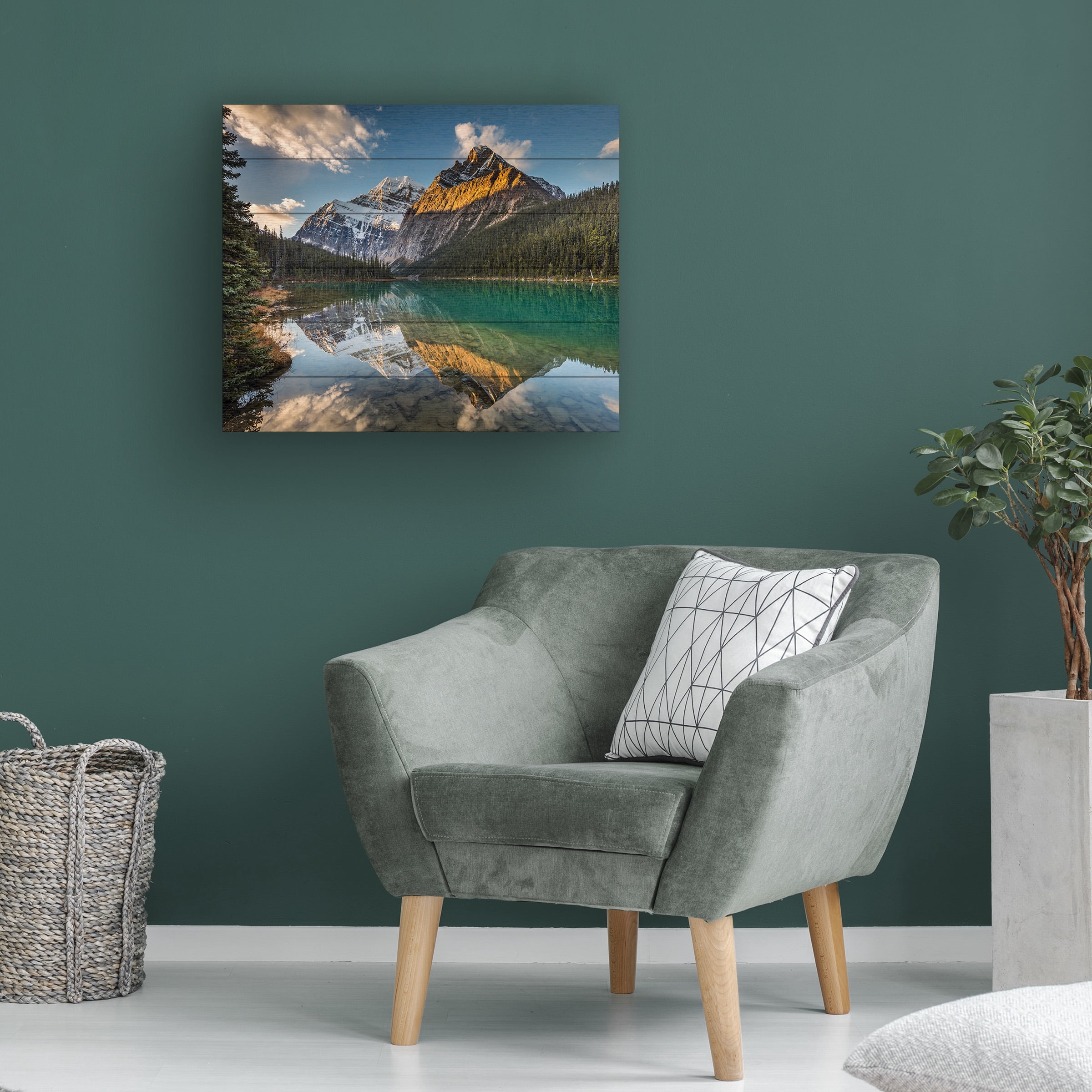 Pierre Leclerc 'Edith Cavell Mountain' Wood Slat Art 18x22
