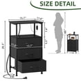 thumbnail image 3 of Eunos 3 Drawer Black Nightstand with Charging Station, LED and Open Shelf for Bedroom, Living Room, 3 of 8
