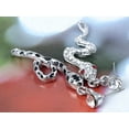 thumbnail image 4 of Silver Toned Mismatched Studded Clear Crystals Black Enamel Spots Snakes Drop Earrings, 4 of 5